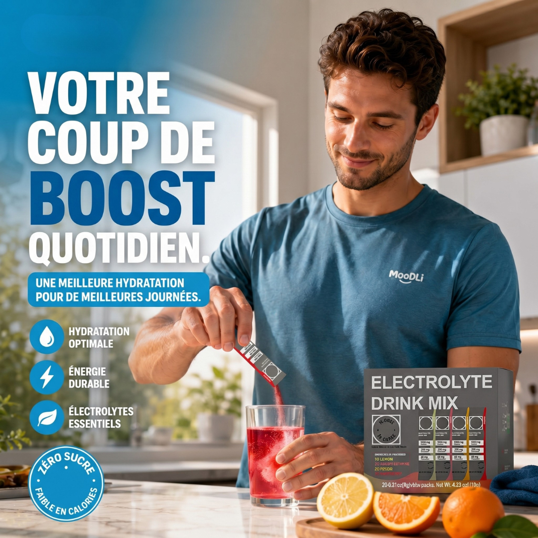 Moodli Boost — Sticks électrolytes énergie & hydratation à emporter partout
